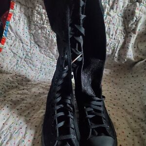 Converse Black Lace-Up Knee High Size 10.5.